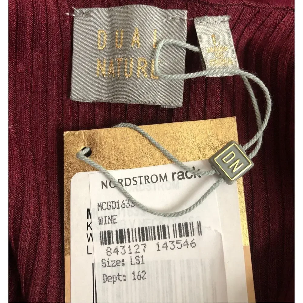NWT Dual Nature ribbed dress in wine from Nordstrom Rack size large